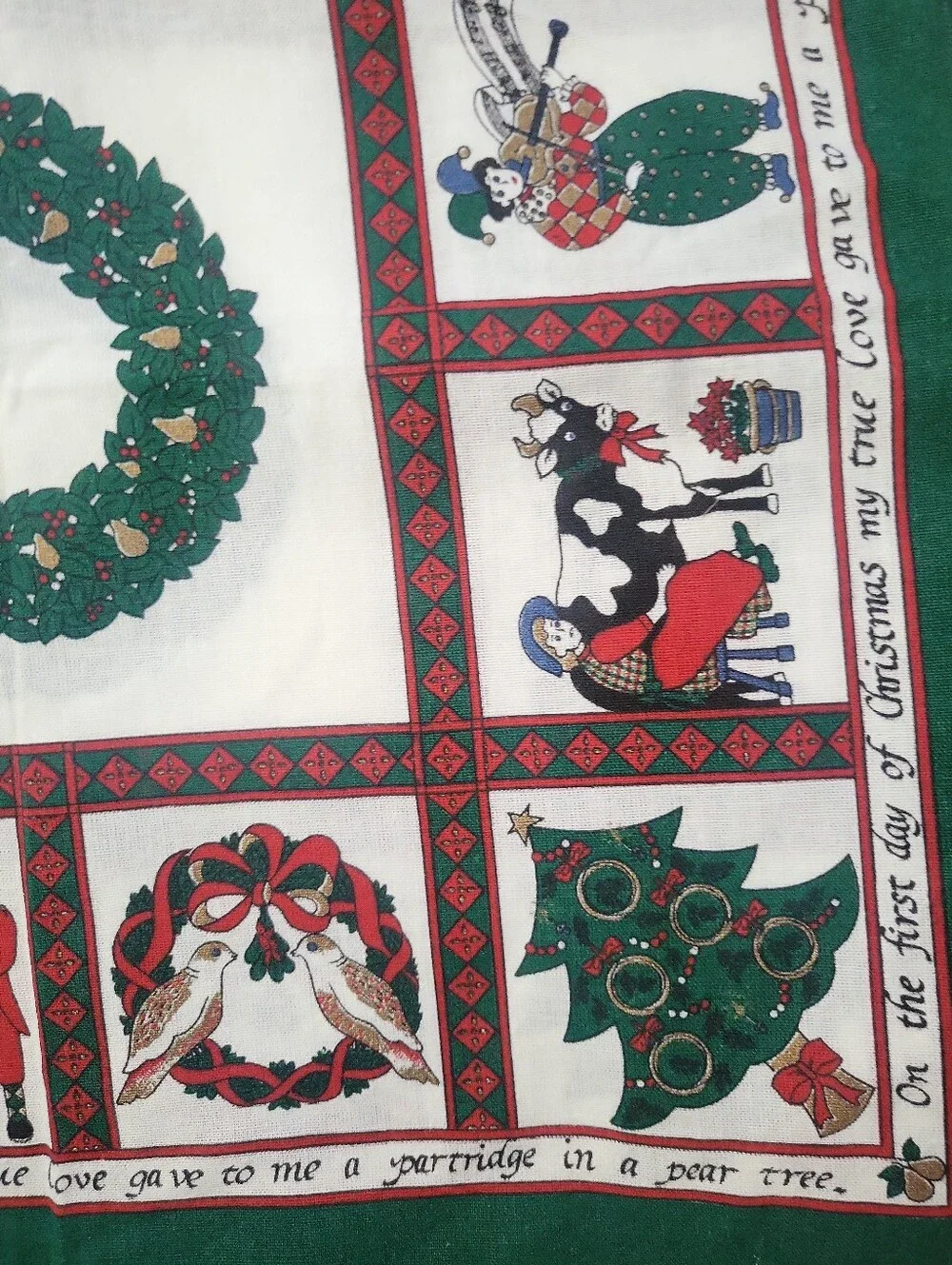 Vintage Sunweave 12 Days Of Christmas Holiday  Napkin Set Of 8